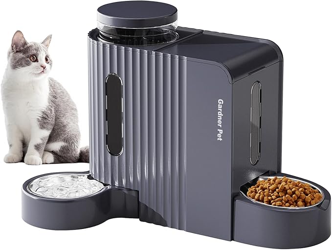 Gardner Pet Automatic Gravity Cat Food Feeder and Water Dispenser Stainless Steel Two-in-One Set Large Capacity Dispenser for Medium, Large Dogs, Puppies, Kittens, Rabbits-(1.6 Gallons x 2)-PawvioPets