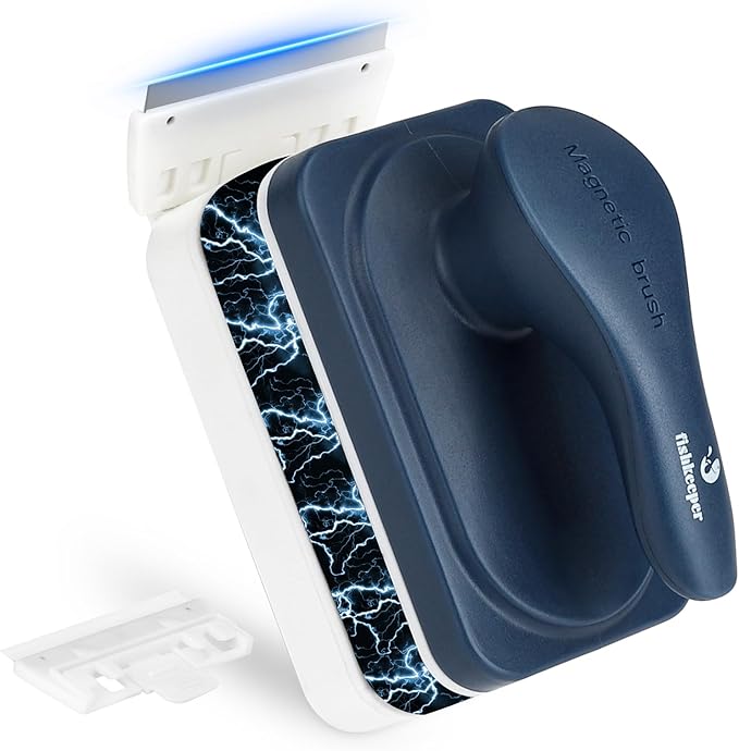 fishkeeper Aquarium Strong Magnetic Glass Cleaner Brush, Fish Tank Algae Magnet Cleaning Tool with 2 Detachable Scrapers, Mag Float Scrubber for 0.2 Inch Glass and Acrylic Tanks-PawvioPets