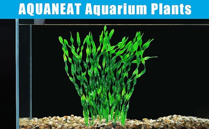 AQUANEAT Fish Tank Artificial Plants, Aquarium Plastic Seaweed Decorations, 23.5Inch Tall Fake Green Accessories, 10 Packs-PawvioPets