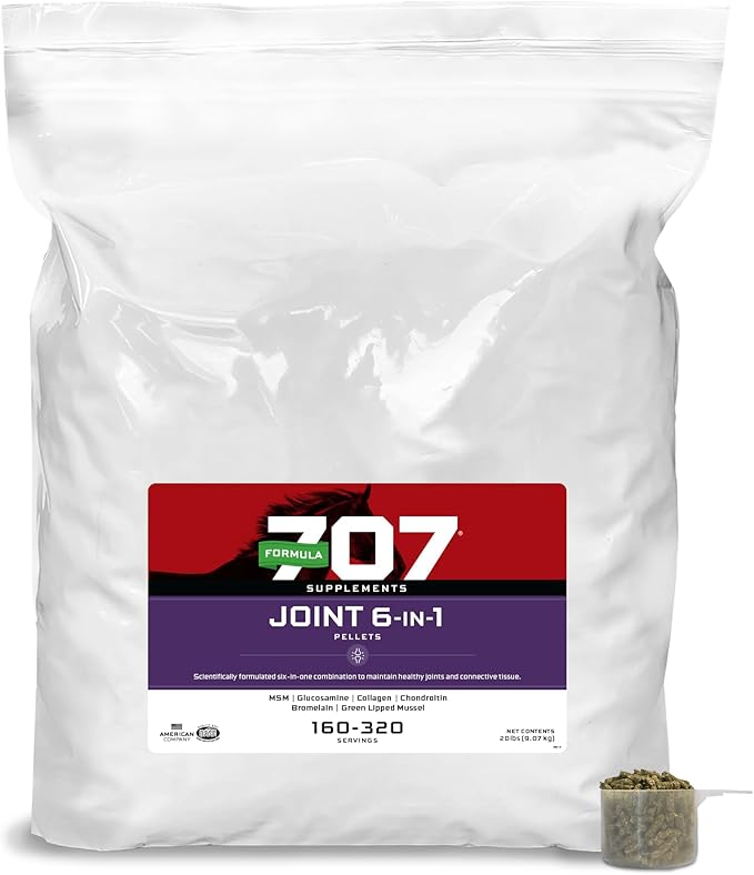 Formula 707 Joint 6in1 Equine Supplement, 20lb Refill Bag – MSM, Glucosamine, Chondroitin, Collagen, Bromelain & Green-Lipped Mussel for Horses-PawvioPets