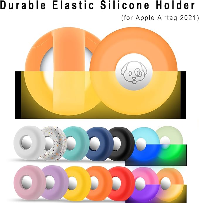 Airtag Holder for Dog Collar, Cibaabo Silicone Air Tag Case Cover Compatible with Apple Airtags for 0.8-1.2inch Cat Pet Collar Harness Loop-PawvioPets