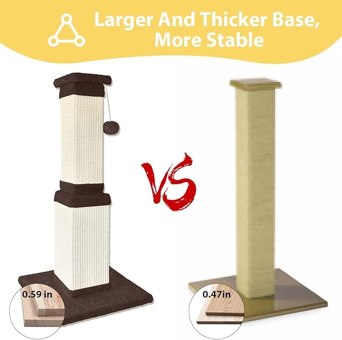 AGYM Cat Scratching Post, 32 Inch Cat Scratch Post for Cats and Kittens, Protect Your Furniture and Exercise Cats, Nature Sisal Modern Cat Scratcher for Indoor Cats, Brown-PawvioPets