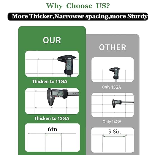 Farm Fence 6ft x 100ft Heavy Zinc Coating Field Wire Fencing, Deer Fence, Galvanized Livestock Fence,Goat Fence,Hog Wire Fencing, Garden Fencing Used to Yard and Garden-PawvioPets