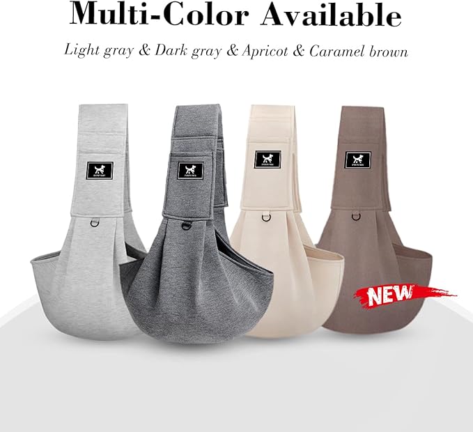 Dog & Cat Carrier Sling, Adjustable Soft Padded Shoulder Puppy Carrier, Hands-Free Dog Carrier Bag with Double Safety Buckles Premium Material for Outdoor Travel (Light Gray, M)-PawvioPets