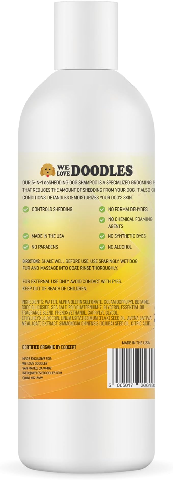 Dog Deshedding Shampoo | Made in USA | Eco-Friendly Ingredients | Shampoo for Shedding & Long Haired Dogs, Safe for Sensitive Skin & Allergies | 16 OZ [We Love Doodles]-PawvioPets