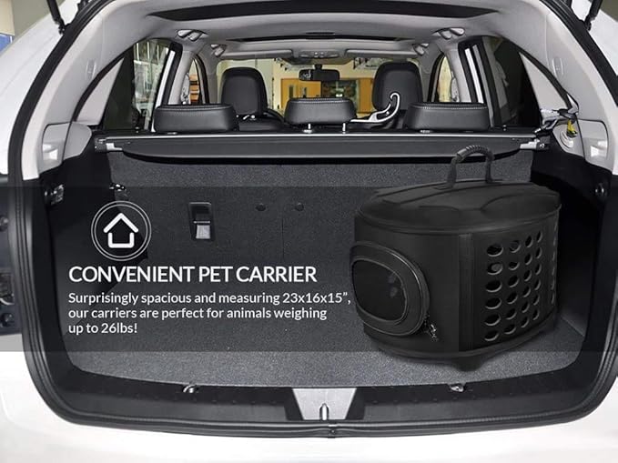 Collapsible Cat Carrier Hard, Travel Pet Carriers Bag for Small Dogs for Car Travel with Ventilation Guinea Pig 2 Small Cats Carrier Cage Dog Crate (Black)-PawvioPets