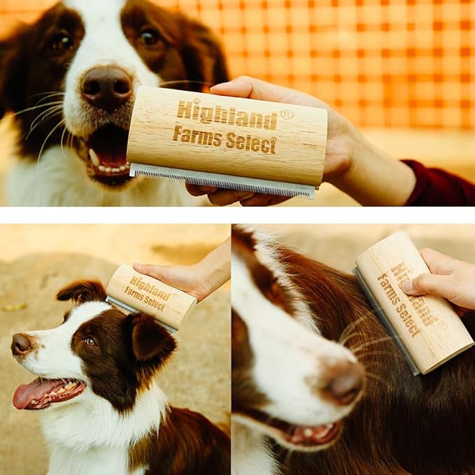 Deshedding Grooming Tool for Dogs, Cats & Horses, Ergonomic Design Wood Groom Brush, Professional Pet Groomer, Painlessly Remove for Short & Long Hair, Fur & Dirt - 5 Inches-PawvioPets