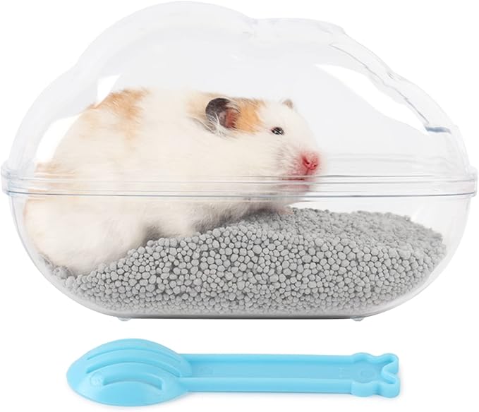 BUCATSTATE Sand Bath Container for Hamster Large Transparent Hamster Toilet with Scoop Dwarf Sandbox Dust Bathtub Small Animals Bathroom Hamster Cage Accessories (Transparent, Large)-PawvioPets