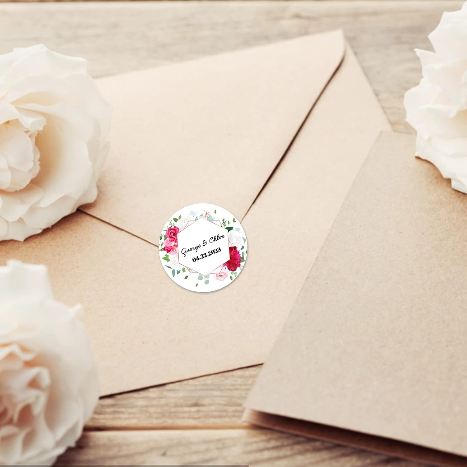 300 Pack Custom Stickers Personalized Labels for Business Logo Customized Vinyl Wedding Favors Birthday Baby Bridal Shower Make Your Own 1 Inch-10 Inch,lable-flower300