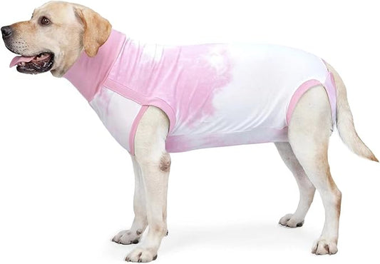Dogs Recovery Suit for Male/Female Dog Onesie Tie Dye Pajamas Wound After Surgery Wear, Prevent Licking Wounds, E-Collar & Cone Alternatives 3XL Pink2-PawvioPets