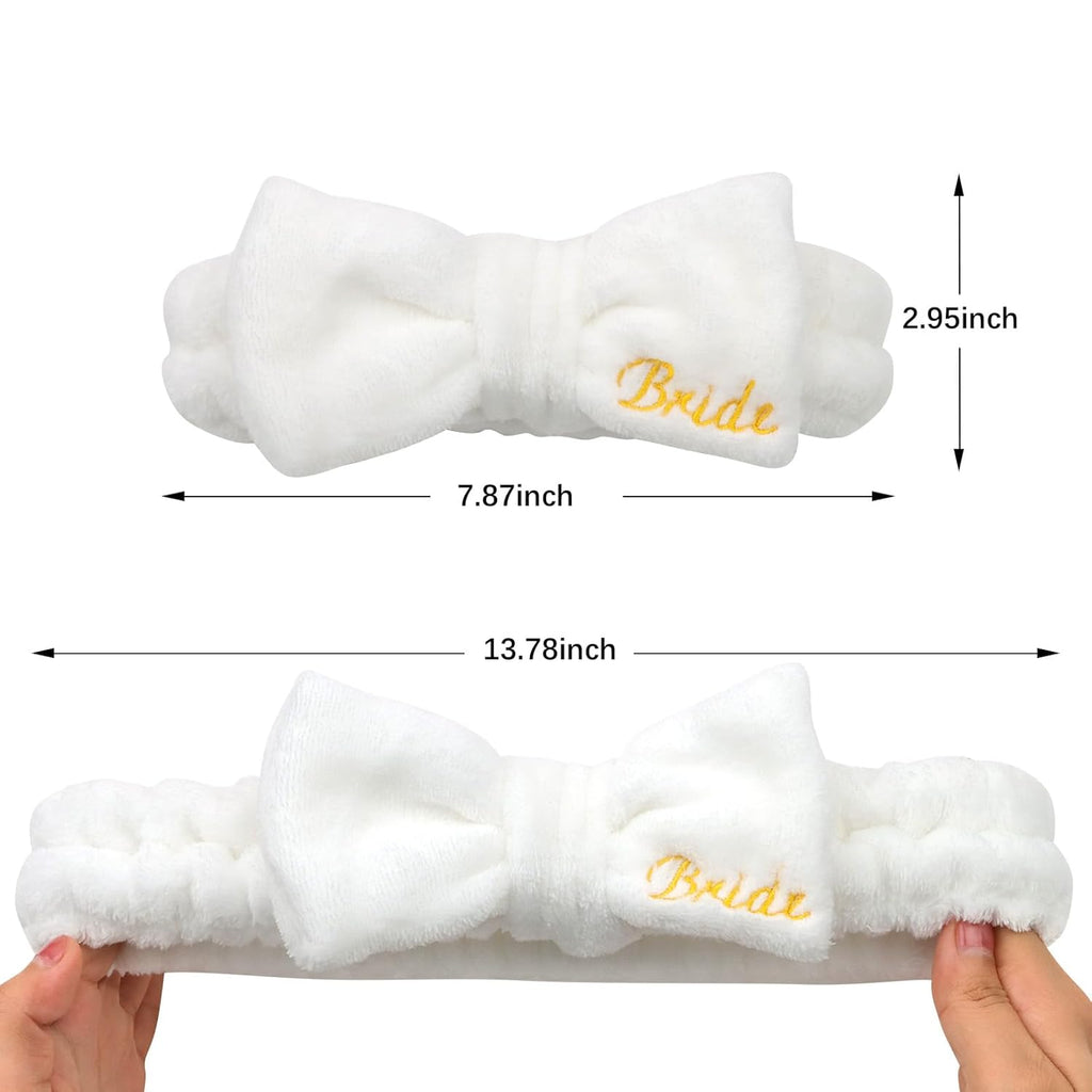 Semato Hairband, 8 Pcs Bachelorette Party Favors Set - 1 Pack Bride White Bow Headband and 7 Pcs Bridesmaid Pink Bow Headband Skincare Headbands for Women, Wide Usage, Size Fits Most, RISK FREE