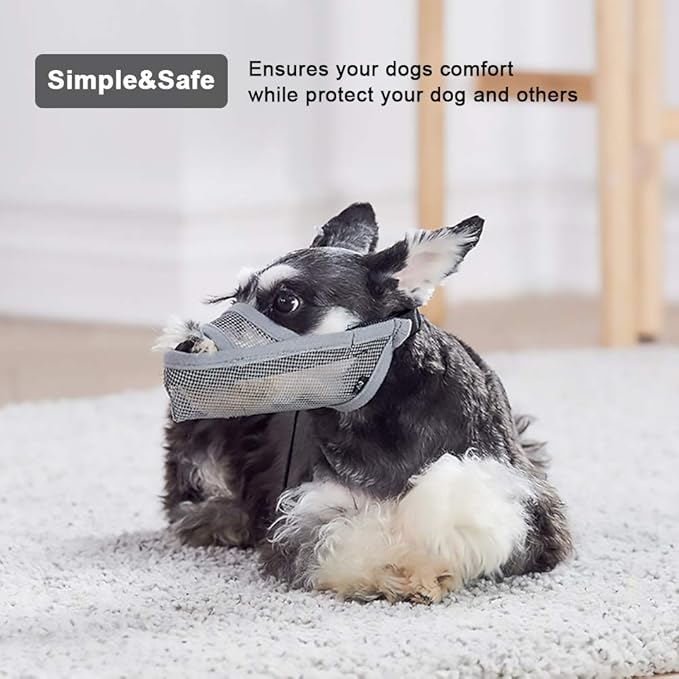 Crazy Felix Nylon Dog Muzzle for Small Medium Large Dogs Dachshund Beagle Poodle Labrador, Air Mesh Breathable and Drinkable Pet Mouth Guard for Anti-Biting Chewing Scavenging(S, Grey)-PawvioPets