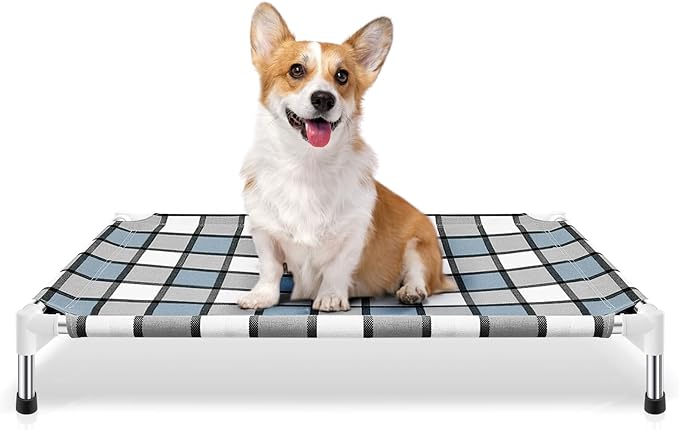 Elevated Outdoor Raised Dog Bed Outdoor Dogs Bed Lifted Pet Bed Dog Cot for Pet Taste Life, Start with A Pet Bed 26'' x 20'' x 6.5''-PawvioPets