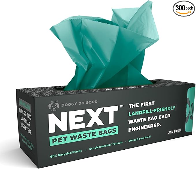 Doggy Do Good Next Pet Waste Bags, Landfill Friendly Recycled Plastic Unscented Dog Poop Bags for Dogs, Thick & Leakproof, Strong, Earth Friendly Poop Bags, 300 Count-PawvioPets
