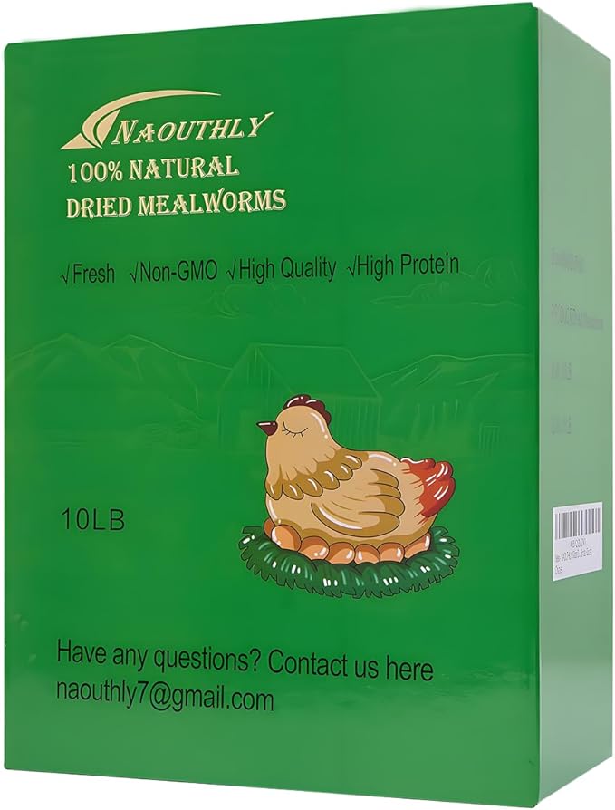10lbs Dried Mealworms - Premium Non-GMO Chicken Feed, Nutritious High Protein Meal Worms- Food and Treats for Laying Hens, Wild Birds, Ducks, Chicken-PawvioPets