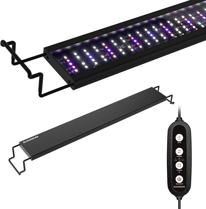 GLOWRIUM Aquarium Light, LED Freshwater Fish Tank Light with Timer, Full Spectrum Planted Aquarium Grow Lights with Daylight/Moonlight Mode, Brightness Adjustable, Auto On/Off (17-23 in)-PawvioPets