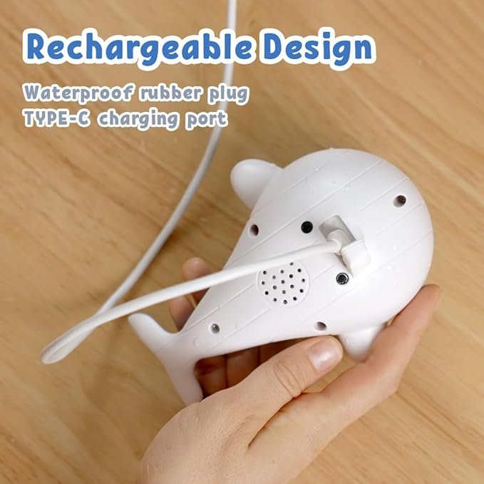 Baby Bath Toys for 6-12 Months, Rechargeable Bath Toys for Babies 6-18 Months, Whale Bath Toy Sprinkler for Toddlers 1-3 2-4, Light Up Bath Toy for Kids, Infant Bathtub Toys-PawvioPets