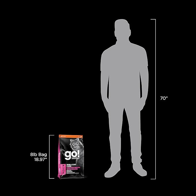 Go! Solutions Skin + Coat Care, Dry Cat Food, Chicken Recipe with Grains, 8 lb Bag-PawvioPets