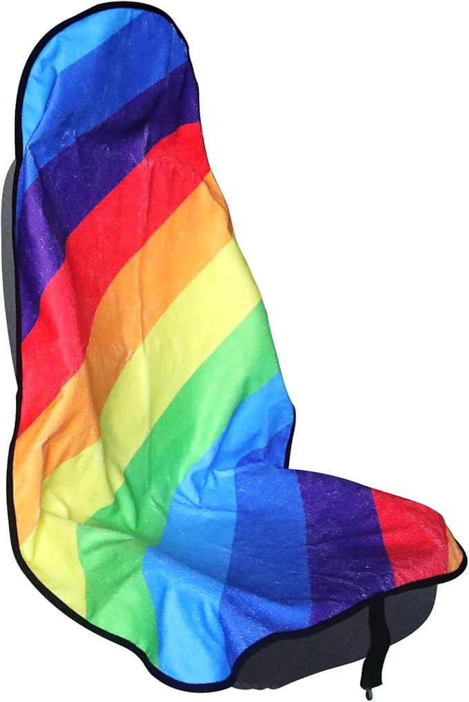 Car Seat Cover Protector Front Seats,for Gym Workout,Running,Swimming,Beach and Hiking,Waterproof Sweat Towel Bucket Seat Covers for Cars SUV Trucks (Rainbow, 1Pcs)-PawvioPets