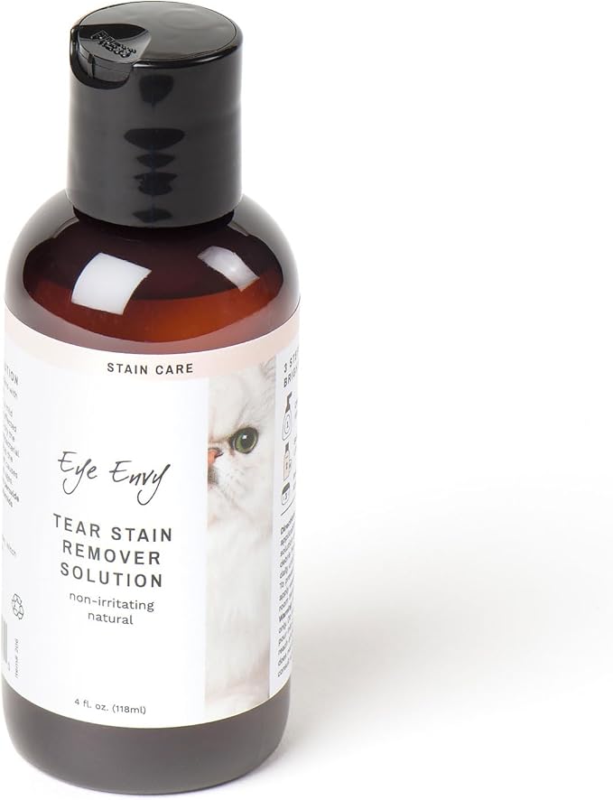 Eye Envy Tear Stain Remover Solution for Cats. 100% Natural, Safe. Treats The Cause of Stains. Recommended by Breeders, Vets, Groomers. Remove Eye Stains from Persians and Exotics. 4 oz. Made in USA-PawvioPets