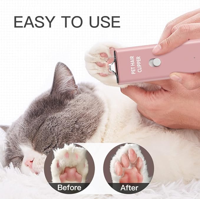 Feet Hair Trimmer, Dog Clippers,Quiet Washable USB Rechargeable Cordless Dog Grooming Kit,Electric Pets Hair Trimmers Shaver Shears for Dogs and Cats Pink-PawvioPets