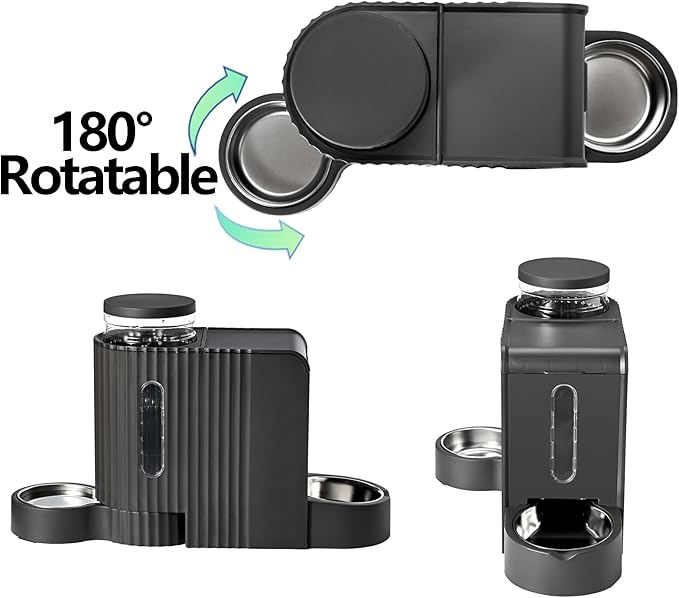 Automatic Cat Food Feeder and Water Dispenser,2 in 1 Gravity Cat Feeder and Water Dispenser with Stainless Steel Bowl,2 Pack Large Capacity Self Feeding for Small Medium Pets Puppy Kitten-PawvioPets