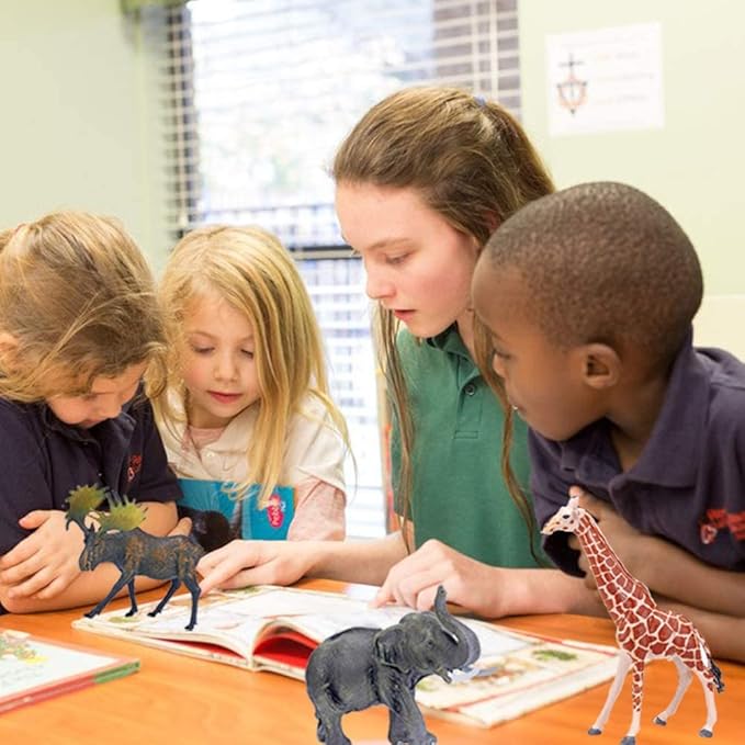 BOLZRA Safari Animals Figures Toys, Realistic Jumbo Wild Zoo Animal Figurines Plastic African Jungle Animals Playset for Kids Toddlers, 14 Piece Gift Set-PawvioPets