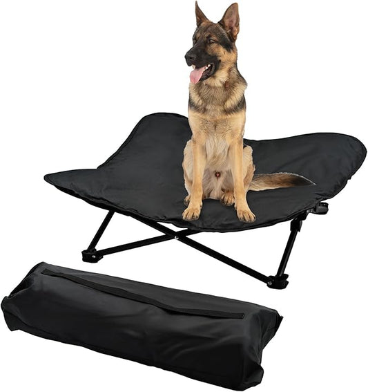 Elevated Dog Bed, Portable Raised Pet Cot for Outdoor and Indoor Folding Dog Cot Bed with Padded Filling Carrying Bag Included Pet Raised Travel Lounger for Camping Traveling (36x36x12inch)-PawvioPets