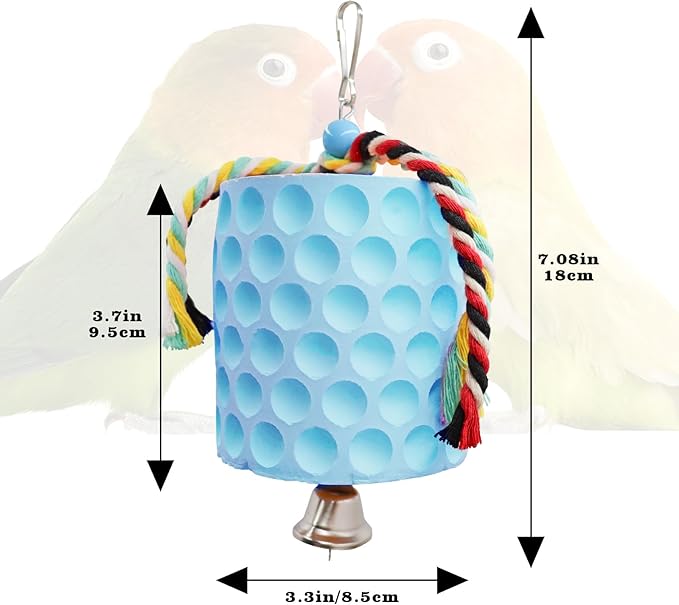 Extra Large Bird Chewing Toy, Parrot Beak Grinding Calcium Stone with Bells, Bird Cage Accessories, Cage Toys for Cockatiel Parakeet Parrot Budgies Rat Hamster Chinchilla Rabbit Bunny African Grey-PawvioPets