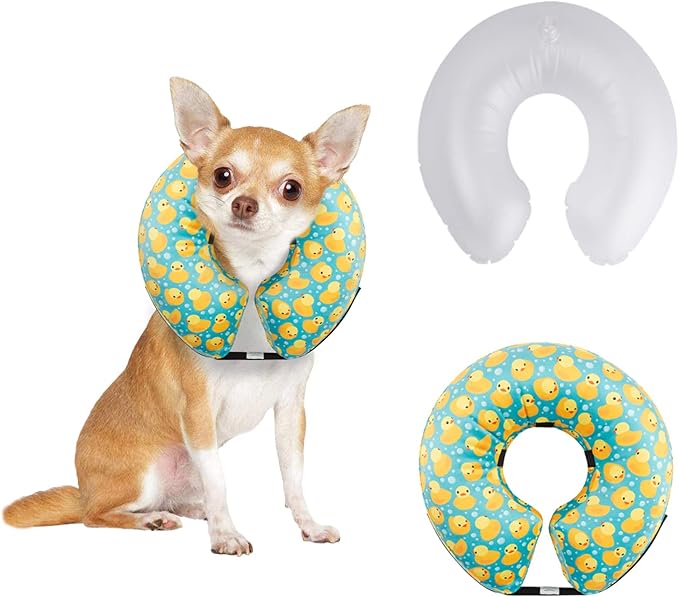 CuteBone Inflatable Soft Dog Cone with Removable Fleece Covers for Small/Medium/Large Dogs and Cats After Surgery GWB04S-PawvioPets