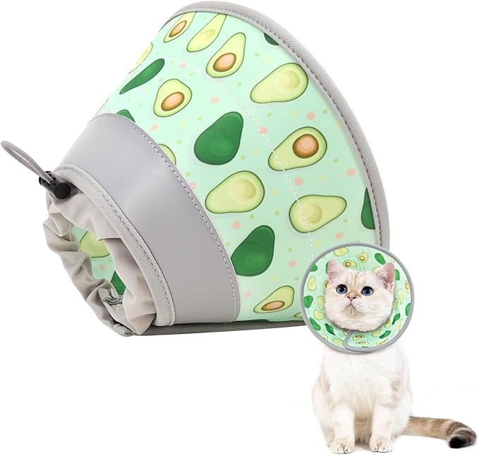 Cat Cone Collar Soft to Stop Licking, Adjustable, Foldable Lightweight Kitten Cones After Surgery Recovery for Cats & Kittens, Cat Cone Alternative (Light Green, M)-PawvioPets