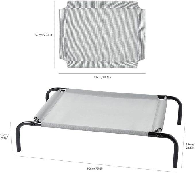 Amazon Basics Cooling Breathable Elevated Dog Bed with Metal Frame for Small Dogs, 36 x 22 x 7.5 Inch, Grey-PawvioPets