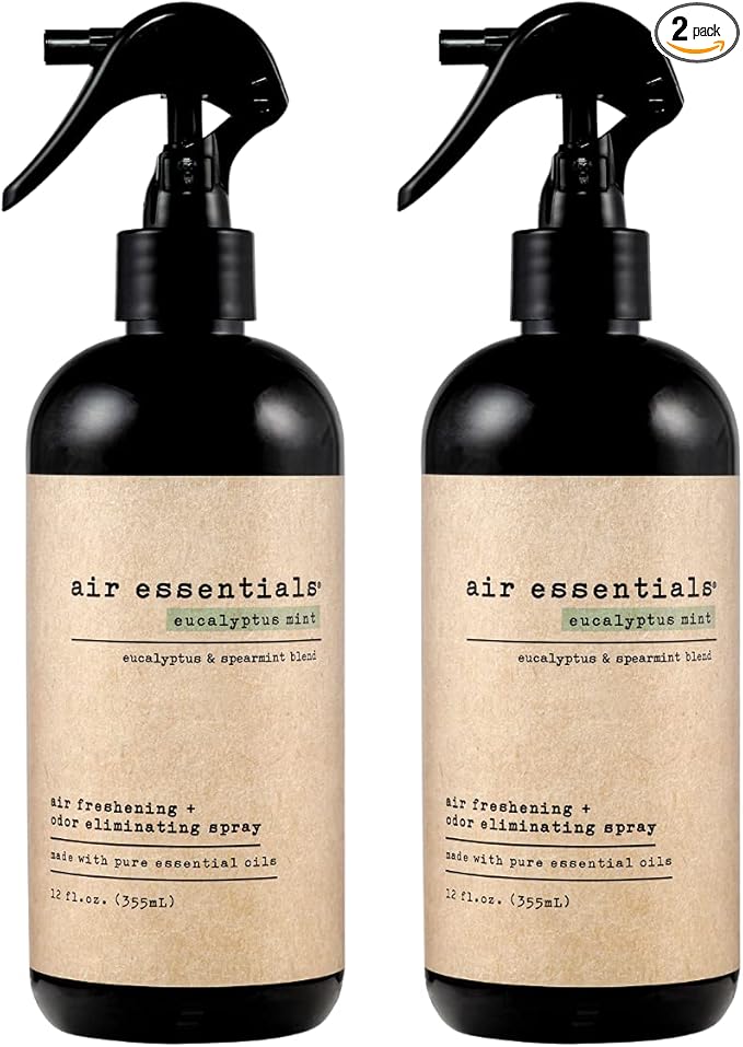 Air Essentials Air Freshener & Odor Eliminator Spray - 12 oz, Pack of 2 - Made with Pure Essential Oils - Eucalyptus Mint Scent-PawvioPets
