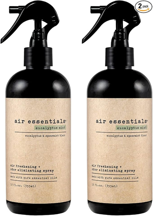 Air Essentials Air Freshener & Odor Eliminator Spray - 12 oz, Pack of 2 - Made with Pure Essential Oils - Eucalyptus Mint Scent-PawvioPets