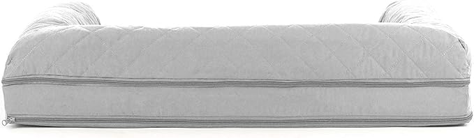 Furhaven Cooling Gel Dog Bed for Large/Medium Dogs w/ Removable Bolsters & Washable Cover, For Dogs Up to 55 lbs - Quilted Sofa - Silver Gray, Large-PawvioPets