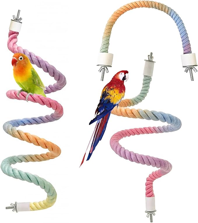 3pcs Gradient Colorful Bird Rope Perch Stand,Bird Cage Climbing Rope Toys Accessories,Bendable Climbing,Parakeet Lovebirds Cockatiels Budgies Play (15.7'',23.6'',39.3''B)-PawvioPets
