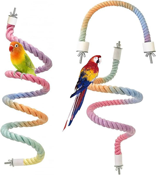 3pcs Gradient Colorful Bird Rope Perch Stand,Bird Cage Climbing Rope Toys Accessories,Bendable Climbing,Parakeet Lovebirds Cockatiels Budgies Play (15.7'',23.6'',39.3''B)-PawvioPets
