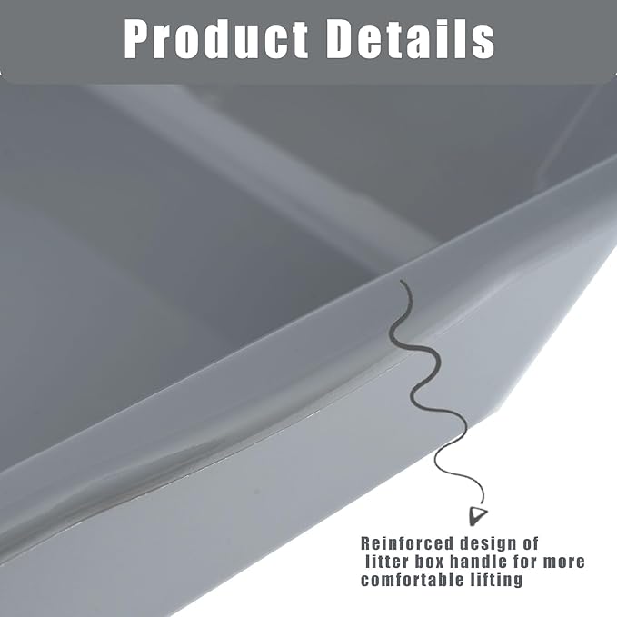 2 Pack of Extra Large Cat Litter Box (ABS Material), Low Entry Senior Litter Pen for Geriatric Kitty Big Cats, Jumbo Pet Safe Litter Boxes Tray for Indoor Pets Potty (Gray, 24" L x 20" W)-PawvioPets