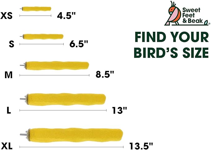 Comfort Grip Safety Perch for Bird Cages - Pedicure Perch for Birds to Keep Nails and Beaks in Top Condition - Safe Easy to Install Bird Cage Accessories - L 13"-PawvioPets