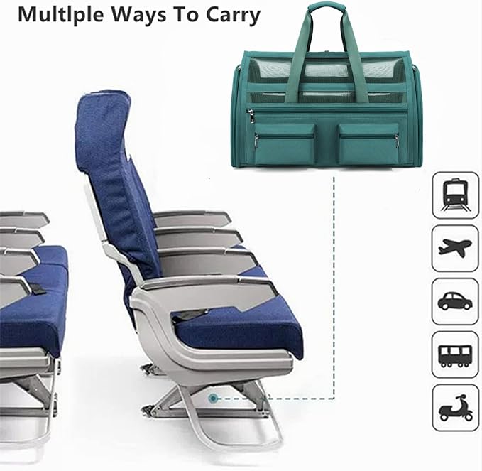 Cat Carrier Bag,Soft Sided Ventilated Pet Carrier for Small Dog Airline Approved Travel Puppy Carrier with Breathable Mesh, Foldable Portable for Outdoor Car-PawvioPets