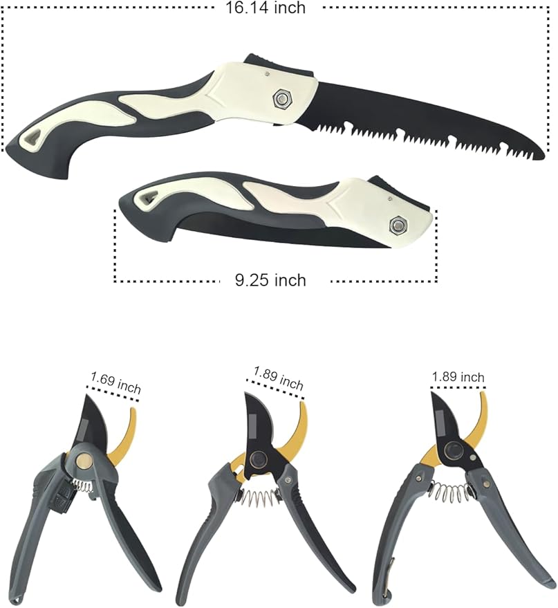 4 Piece Gardening Scissors Folding Saw and Pruner Set Sharp Hand Garden Clippers Set with Folding Pruner Saw-PawvioPets