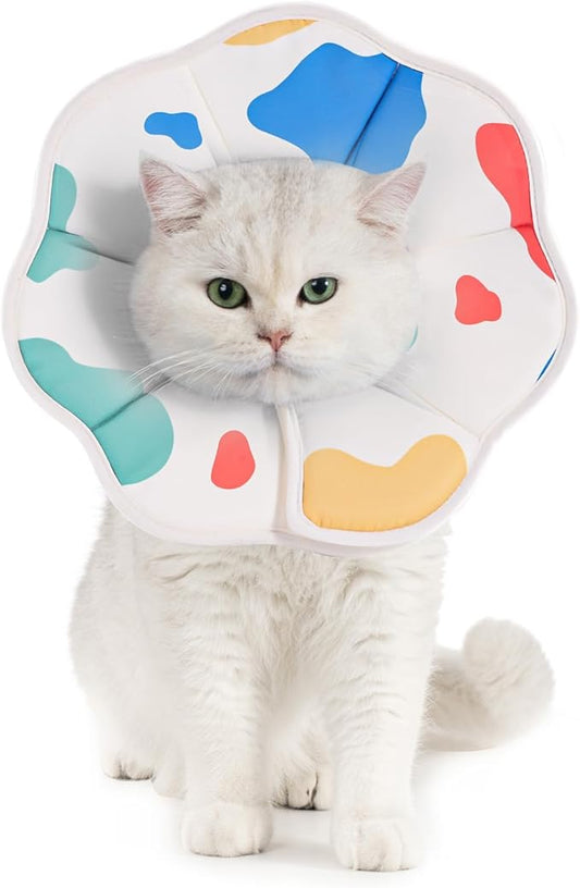 Avont Soft Cat Recovery Cone Collar, Adjustable Lightweight Kitten E-Collar for Small Dogs, Comfortable Neck Donut Stop Licking Scratching After Surgery -Cow(S)-PawvioPets
