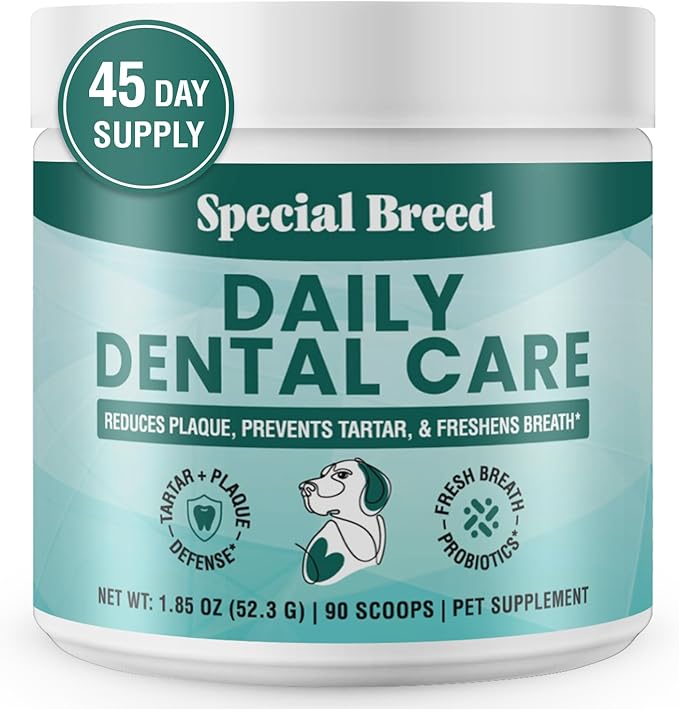 Dog Teeth Cleaning Powder – Natural Dog Dental Powder for Tartar Control, Fresh Breath & Gum Health – Daily Plaque Remover with Zeolite, Brown Algae, Probiotics & Rosemary – 90 Scoops-PawvioPets