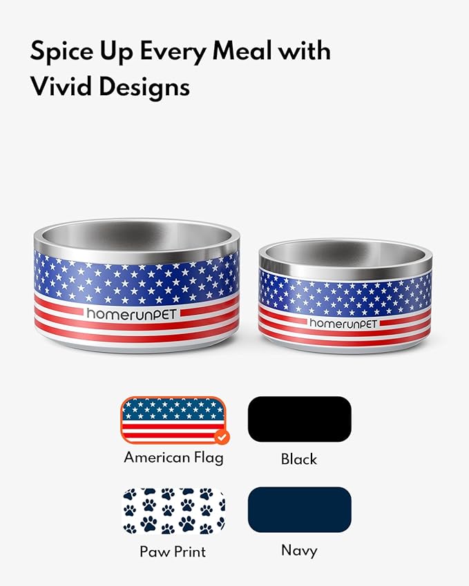 Dog Bowl, HomeRunPet Dog Food Water Bowl with Non-Slip Rubber Base, Metal Insulated Stainless Steel Dog Bowls, Double Wall Dog Bowl for Small Medium Large Dogs, Durable, Dishwasher Safe, 64oz-PawvioPets