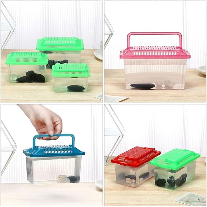 FRCOLOR Plastic Turtle Fish Tank Pet Fish Tank Small Aquarium Plastic Goldfish Aquarium Habitat Acrylic Reptile cage reptisoil terrariums Handheld Feeding Box Household-PawvioPets