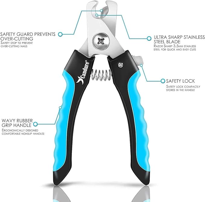 Candure Dog Nail Clippers and Trimmer with Safety Guard to Avoid Over-Cutting Toe Nails Professional Grooming Pet Nail Clipper with Nail File for Small Medium-Large Breeds-PawvioPets