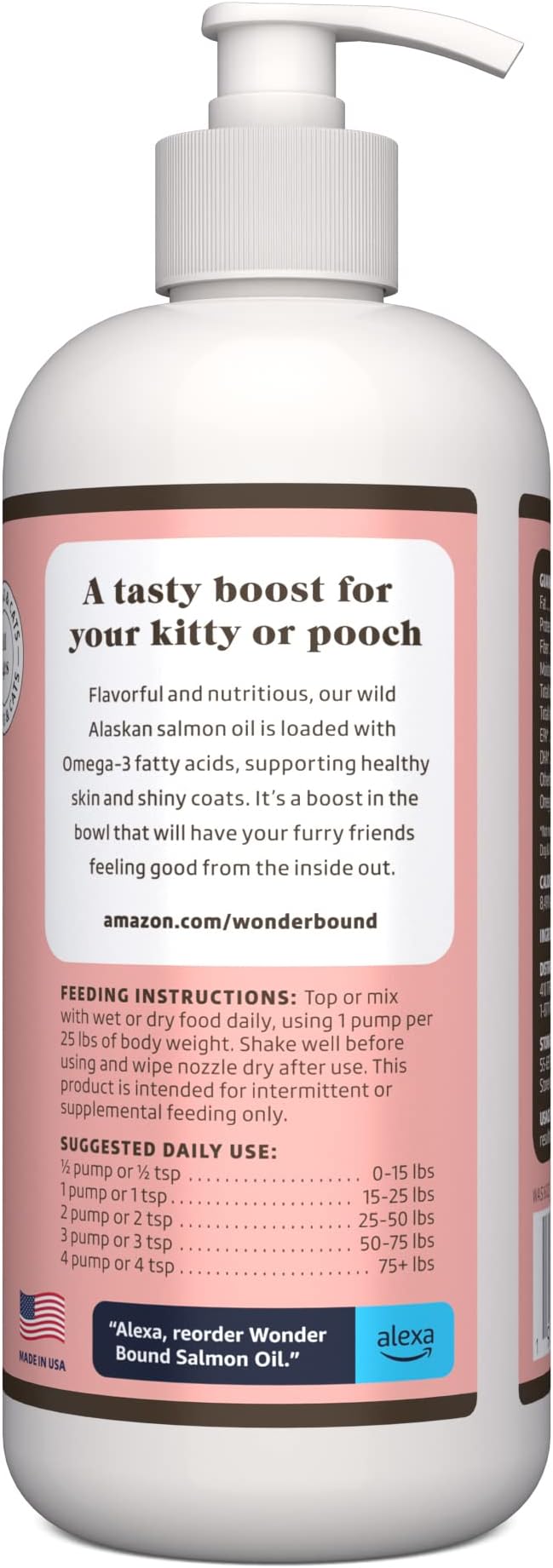 Amazon Brand - Wonder Bound Wild Alaskan Salmon Oil - Skin and Coat Support, Omega 3 Supplement for Dog and Cat , 16 fl oz-PawvioPets