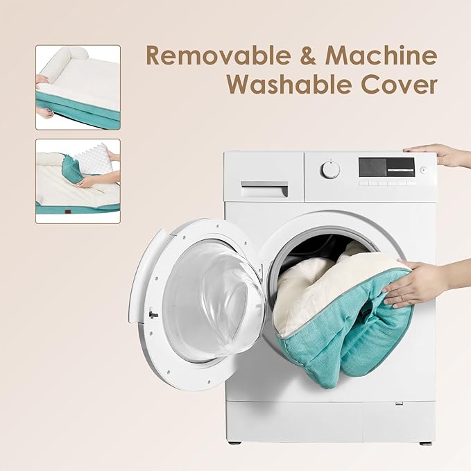 EHEYCIGA Orthopedic Dog Beds for Extra Large Dogs, Waterproof Memory Foam XXL Dog Bed with Sides, Non-Slip Bottom and Egg-Crate Foam Big Pet Couch Bed with Washable Removable Cover, Turquoise Blue-PawvioPets