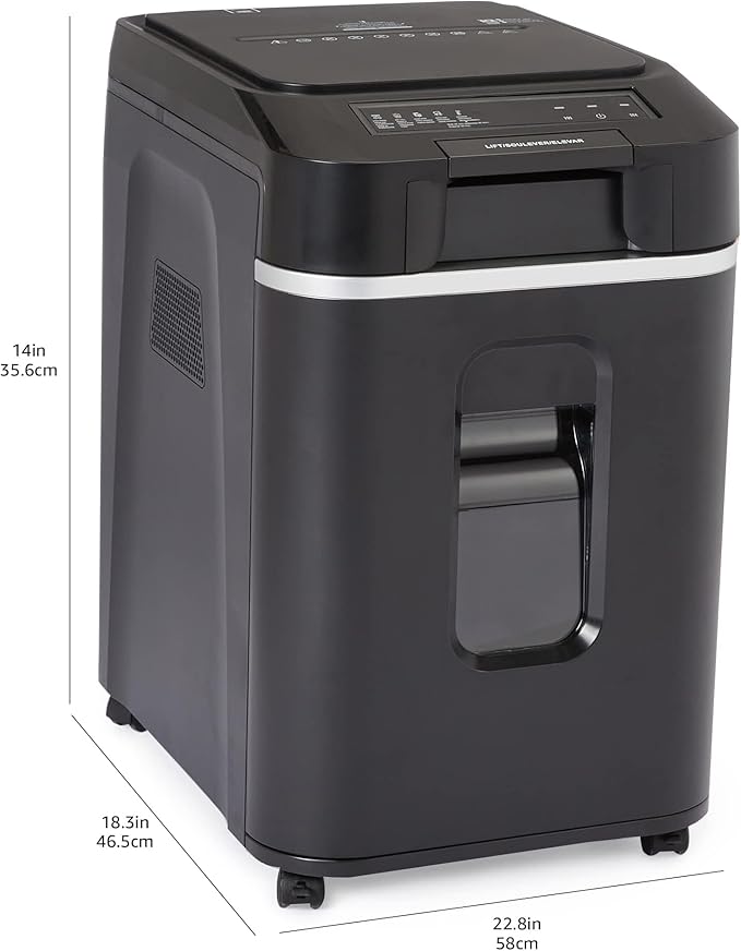 Amazon Basics 200-Sheet Auto Feed Cross Cut Paper Shredder with Pullout Basket, Black-PawvioPets