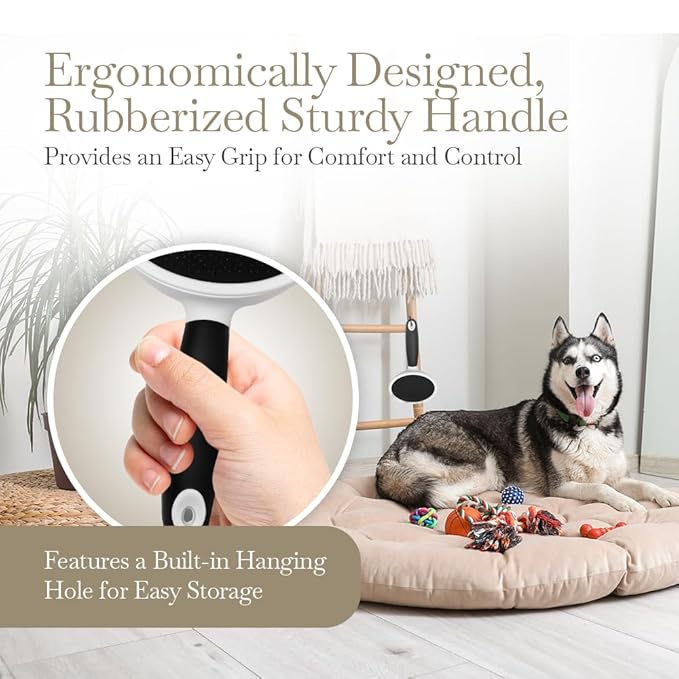 Fuller Brush Slicker Pet Brush - Angled Fine Steel Wires - Ergonomically Designed Rubberized Handle For Comfort & Control - Remove Shedding & Matted Hair - Tool For Grooming Dogs & Cat-PawvioPets